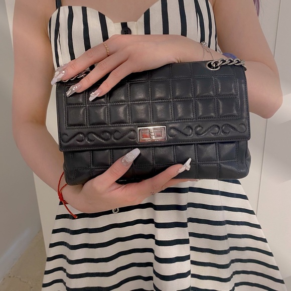 Chanel 2.55 chocolate bar rhinestone chain shoulder bag - Picture 3 of 16